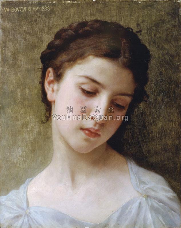 Etude : tete de jeune fille ( Study : head of a young girl) - 威廉·阿道夫·布格罗